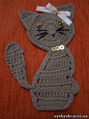 Схема вязания коврика в форме кота 