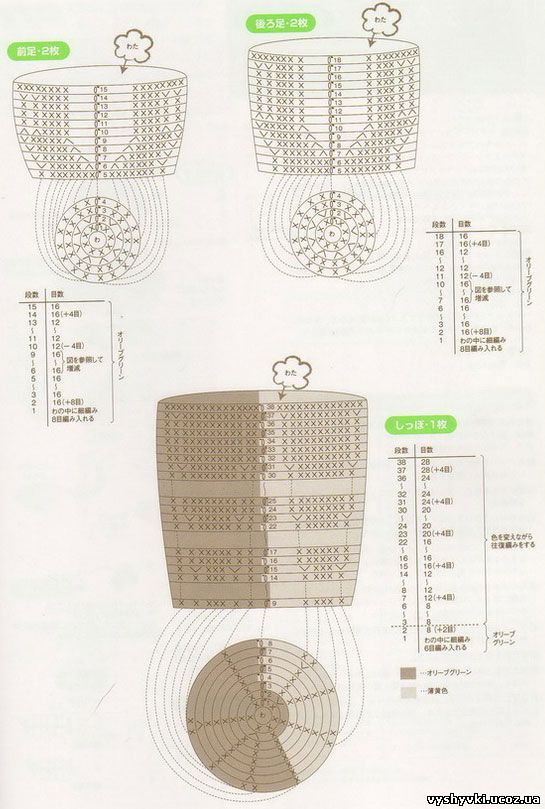 Схема вязания амиругами крокодил 