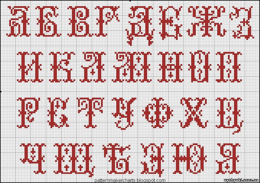 Схема для вышивания крестиком английский алфавит. Вышитые крестиком буквы и цифры