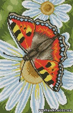 Схема для вышивки крестиком "Бабочка на ромашке"